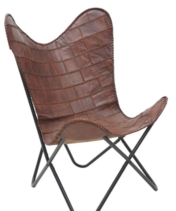 Rustic Charm Leather Butterfly Chair
