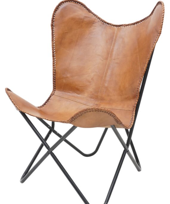 Saddle Luxe Leather Butterfly Chair