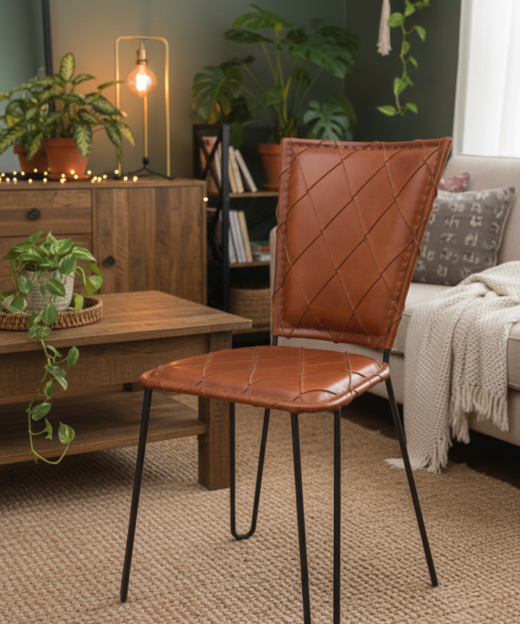 Artisan Woven Leather Dining Chair