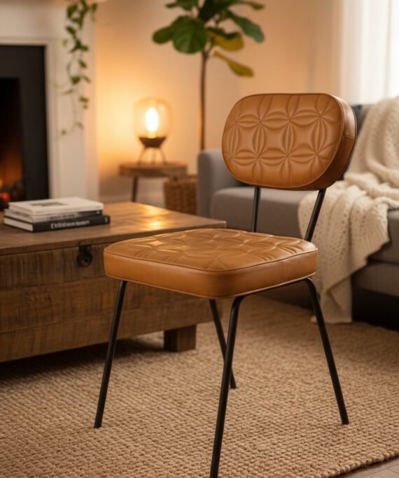 Floral Quilted Leather Dining Chair