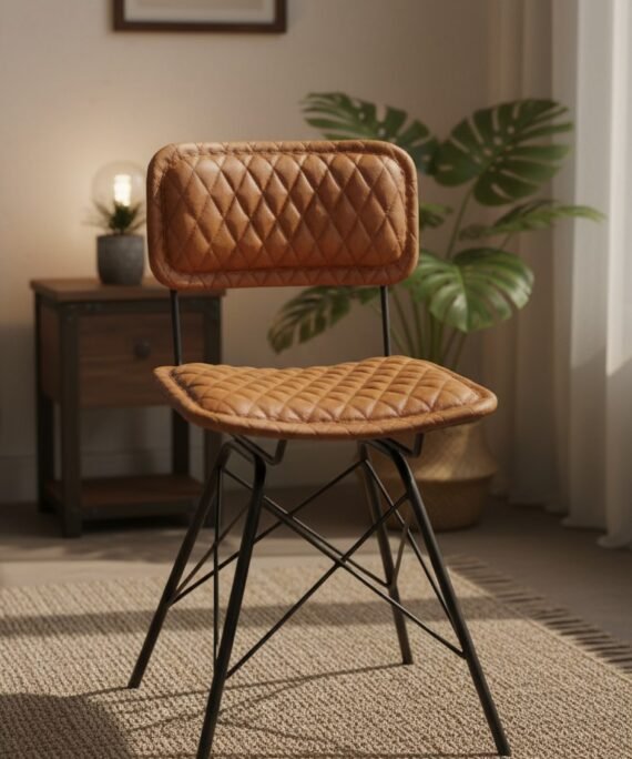 Vintage Quilted Leather Dining Chair
