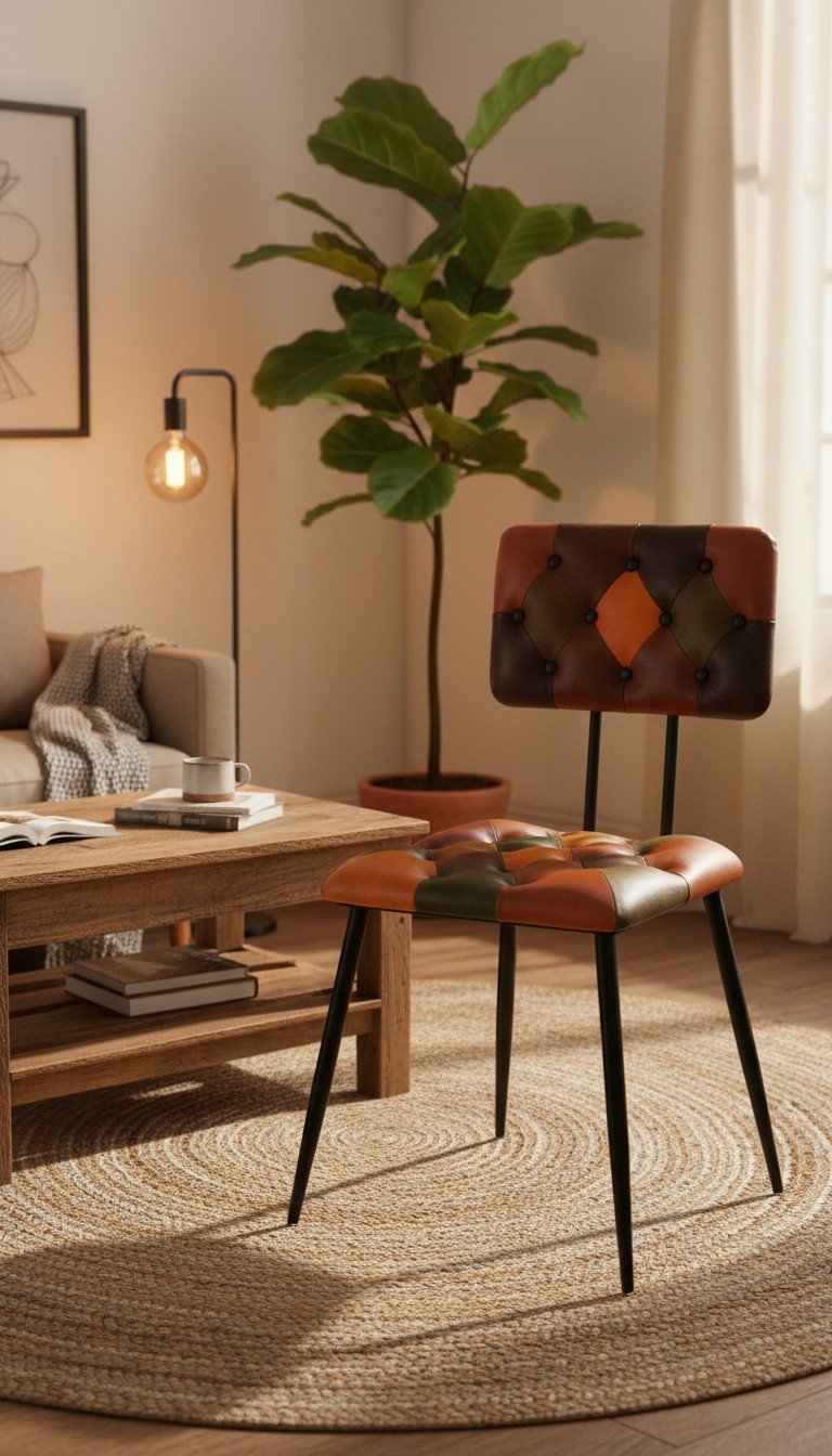 Patchwork Leather Dining Chair