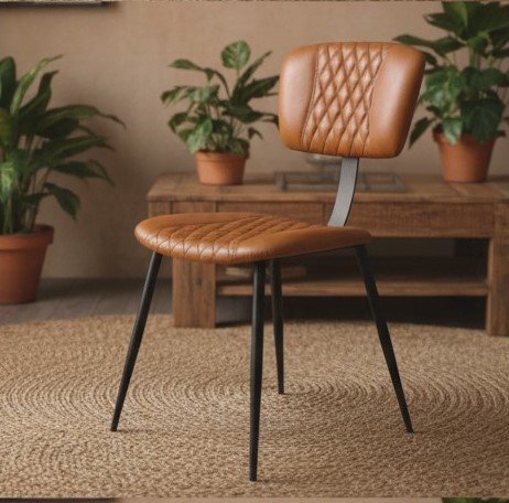 Diamond Stitch Leather Dining Chair
