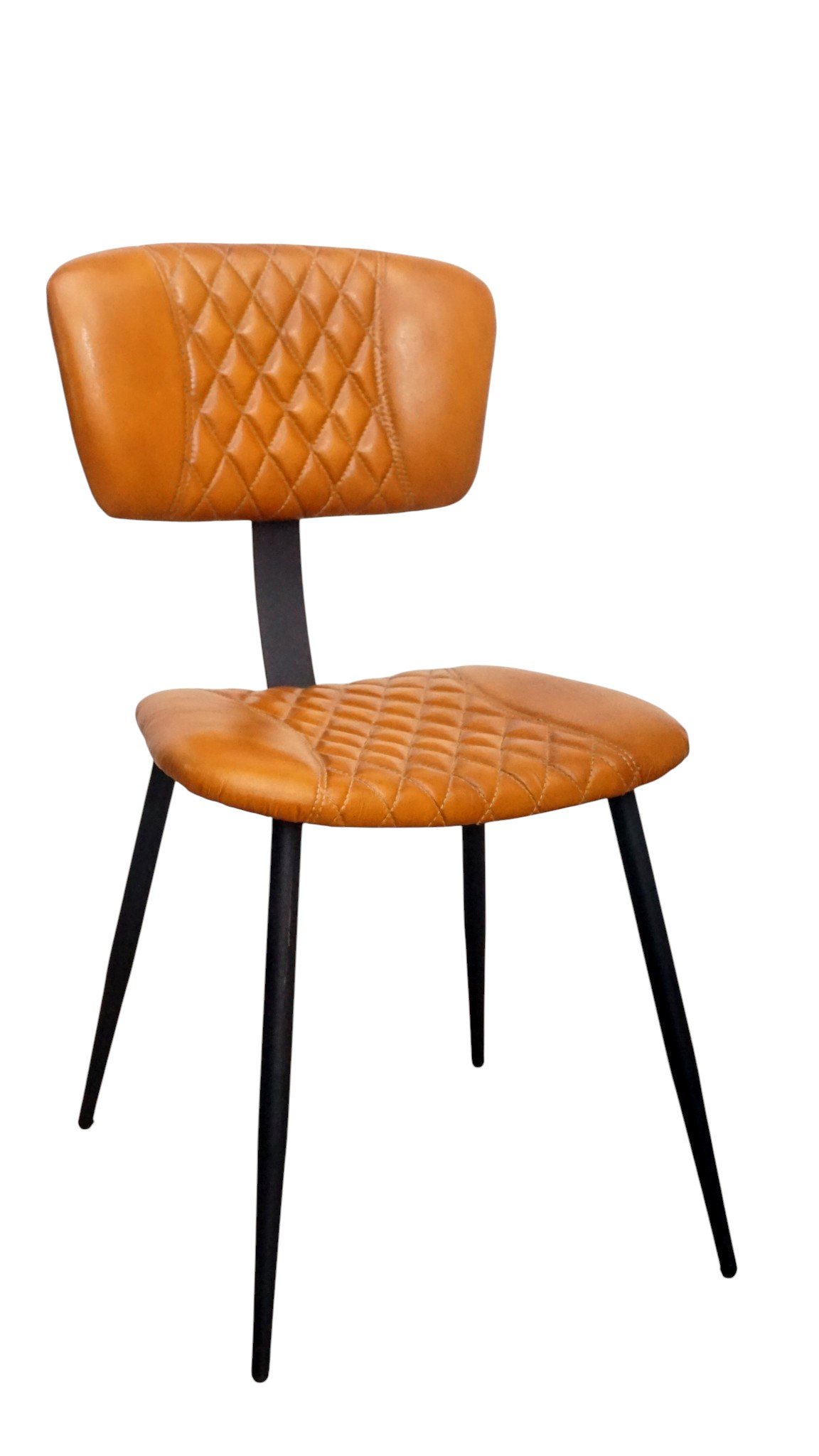 Diamond Stitch Leather Dining Chair - Image 5