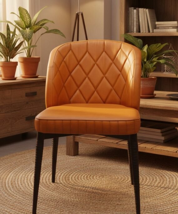 Diamond Tufted Leather Accent Chair