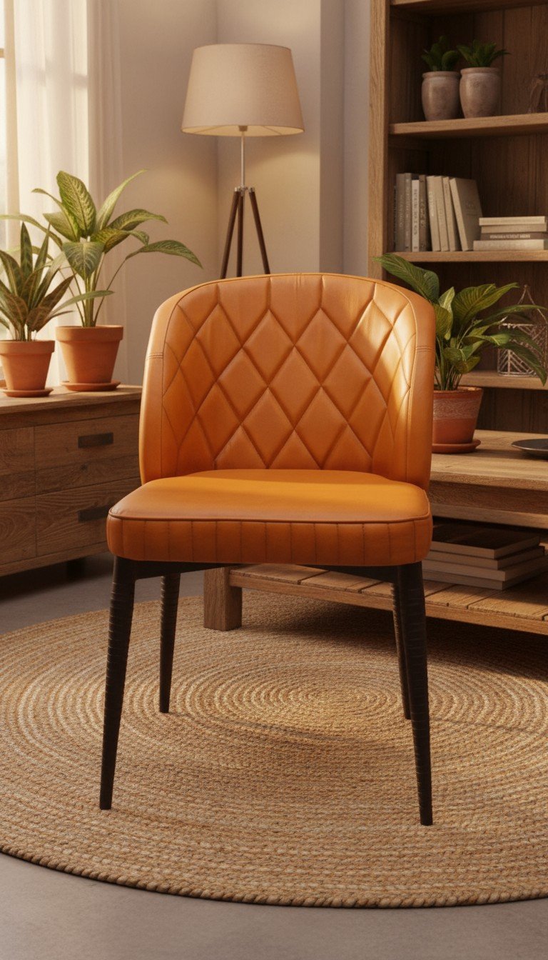 Diamond Tufted Leather Accent Chair