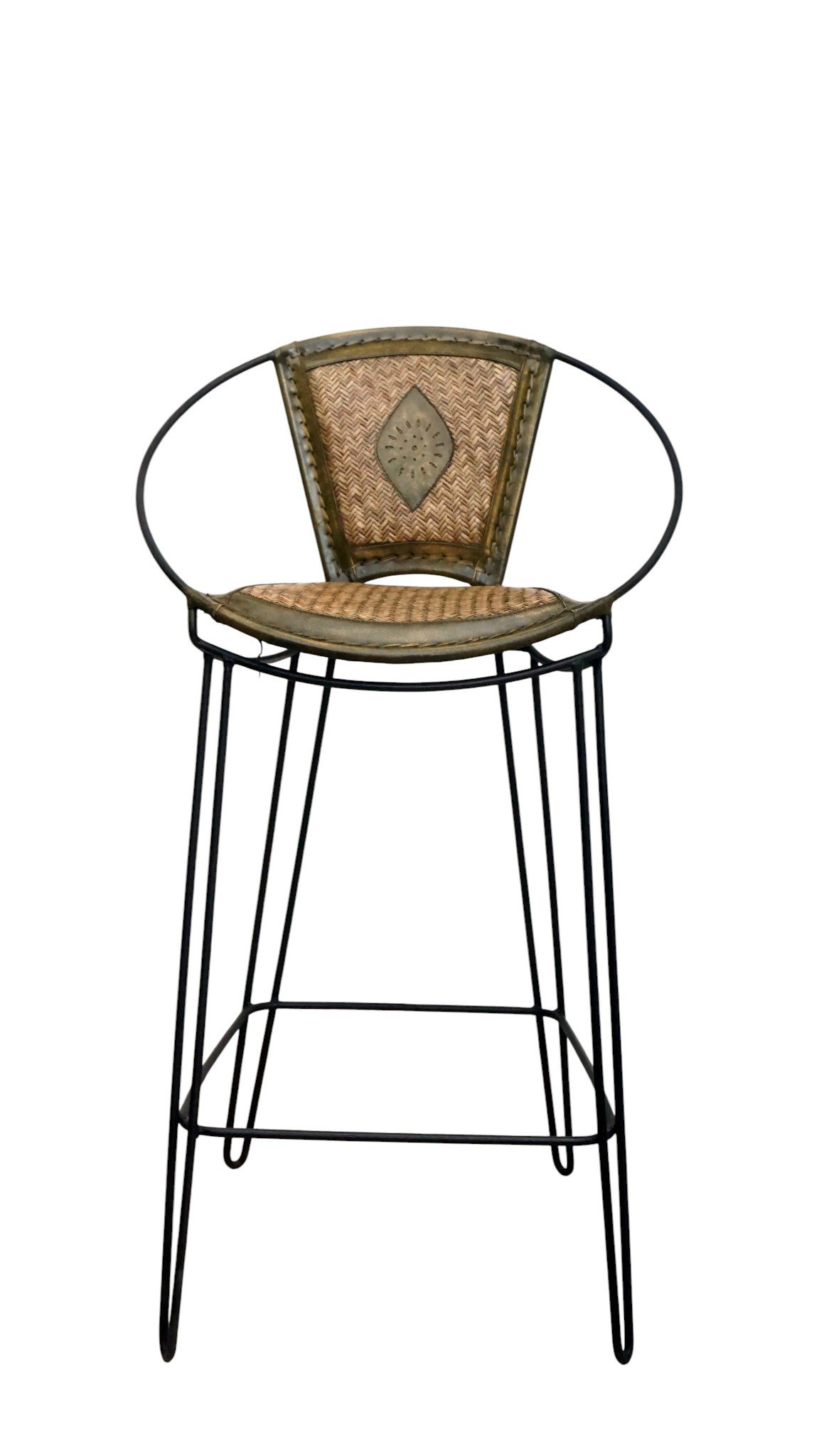 Artisan Cane & Leather Bar Chair - Image 2