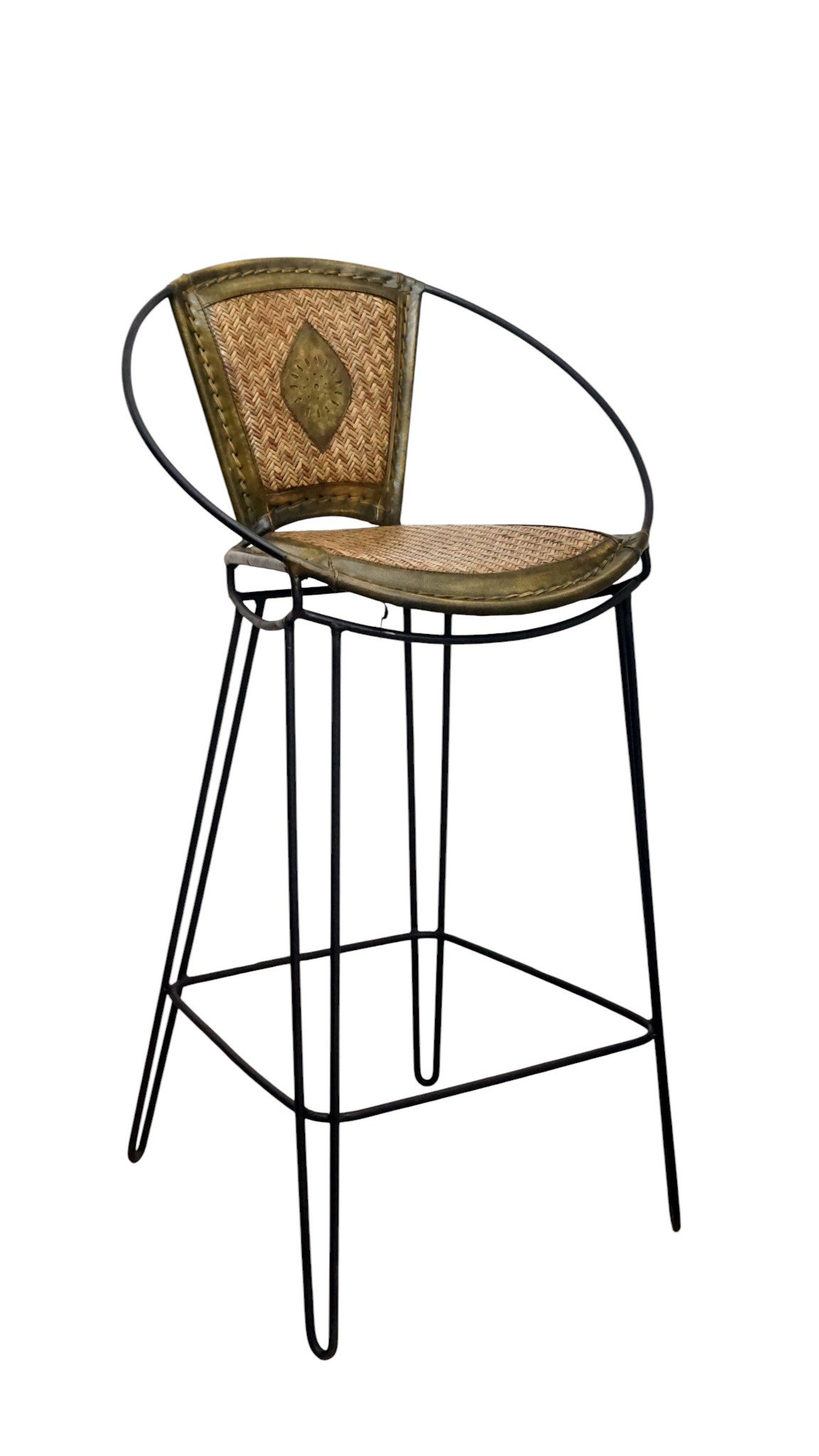 Artisan Cane & Leather Bar Chair - Image 6