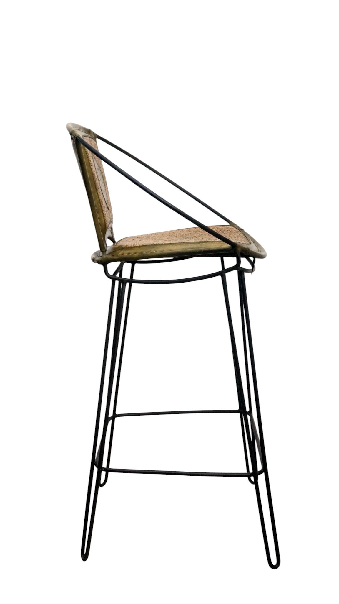 Artisan Cane & Leather Bar Chair - Image 5
