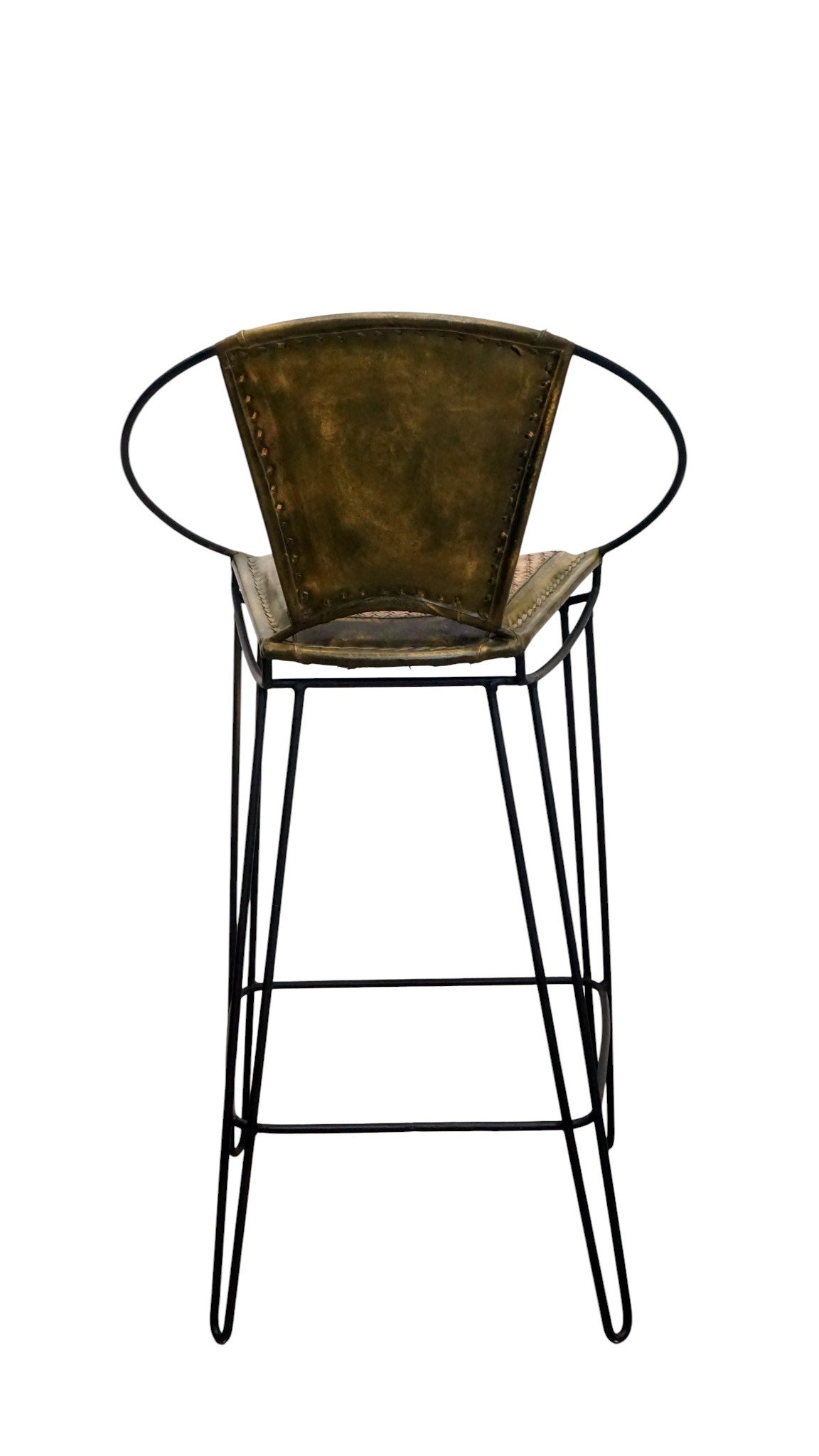 Artisan Cane & Leather Bar Chair - Image 3