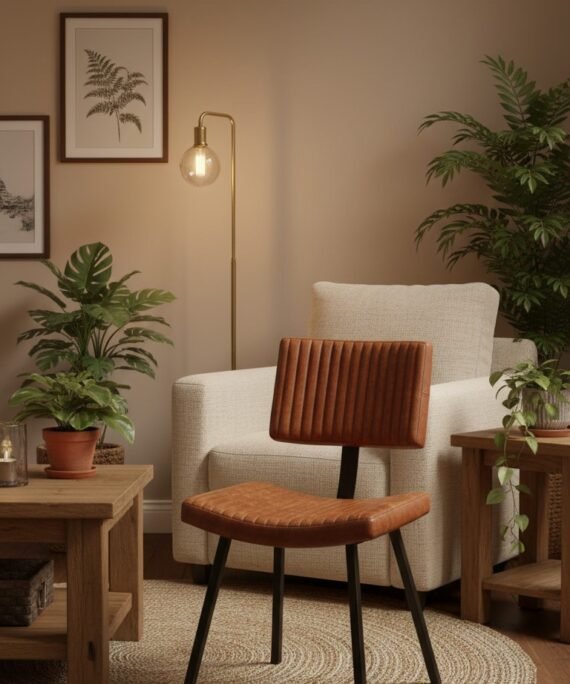 Verona Ribbed Leather Dining Chair