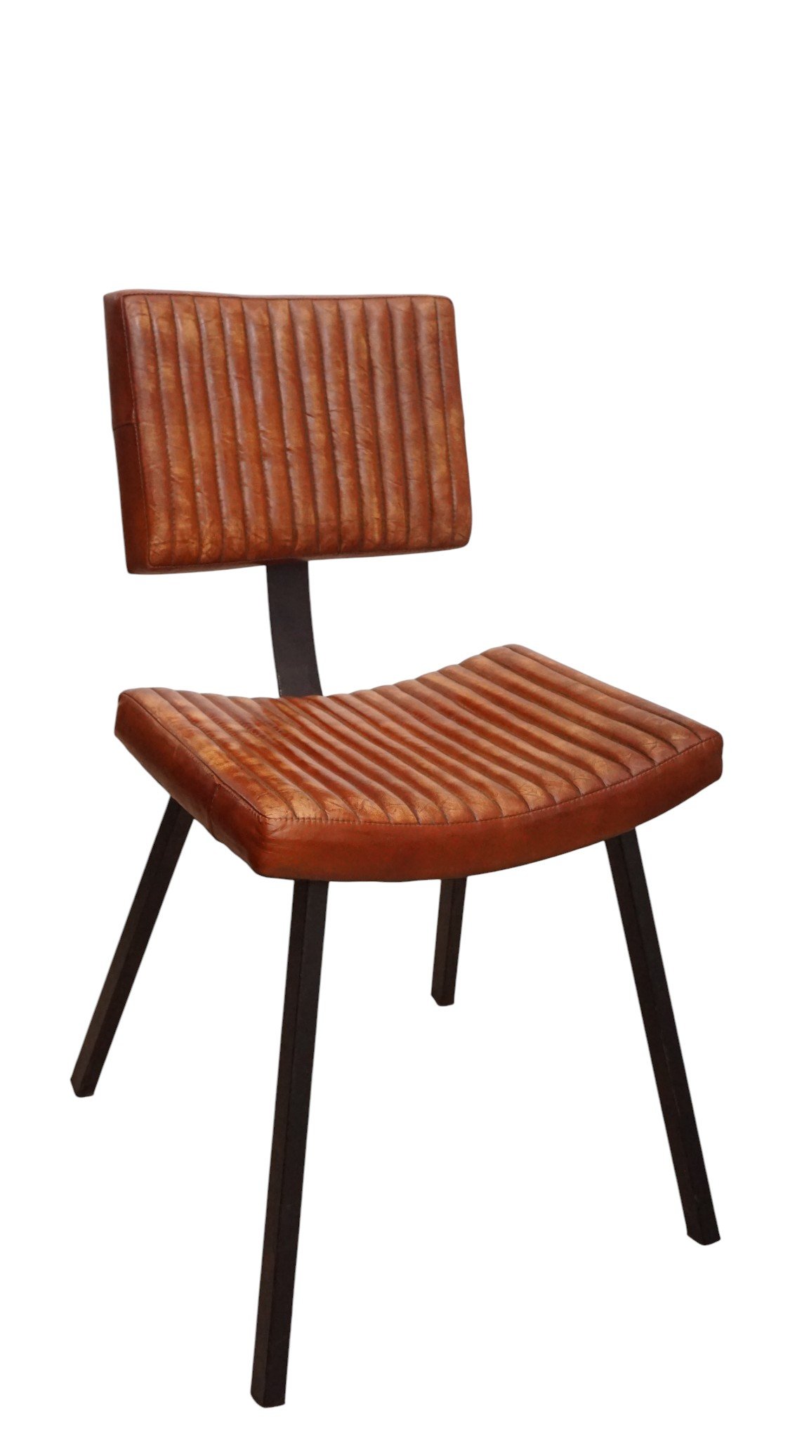 Verona Ribbed Leather Dining Chair - Image 4