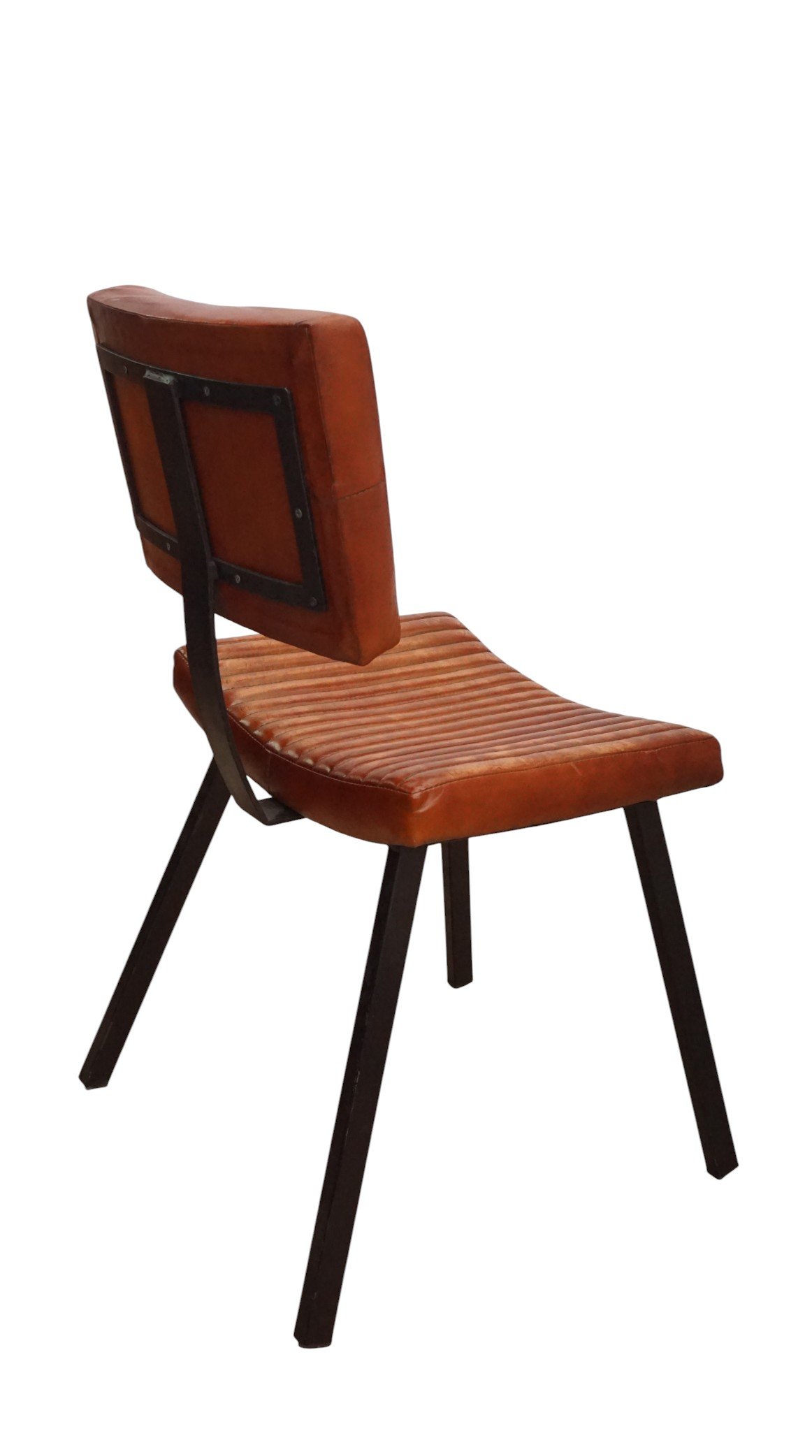 Verona Ribbed Leather Dining Chair - Image 5