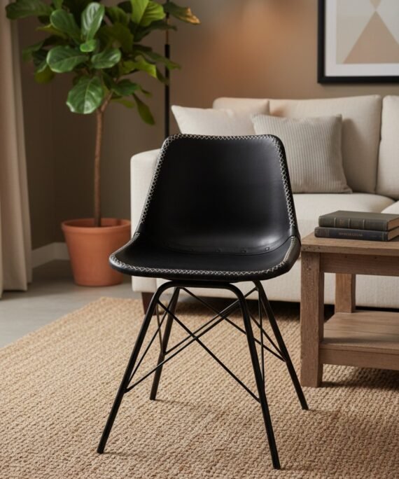 Noir Leather Eiffel Dining Chair