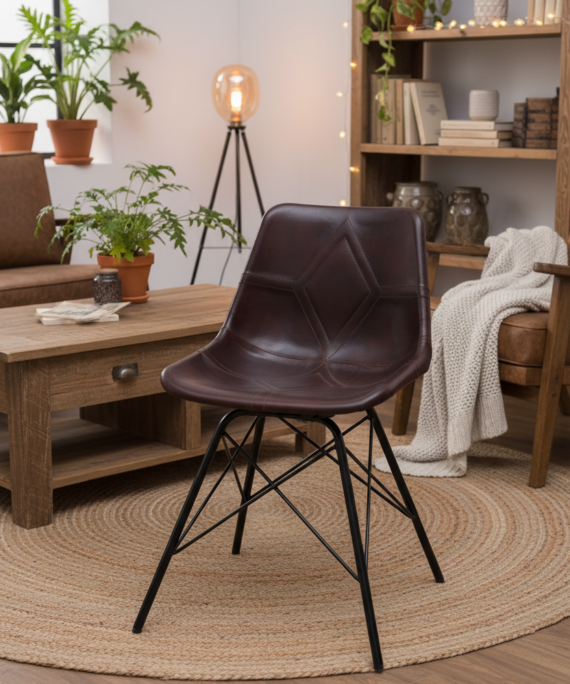 Diamond Crest Leather Dining Chair