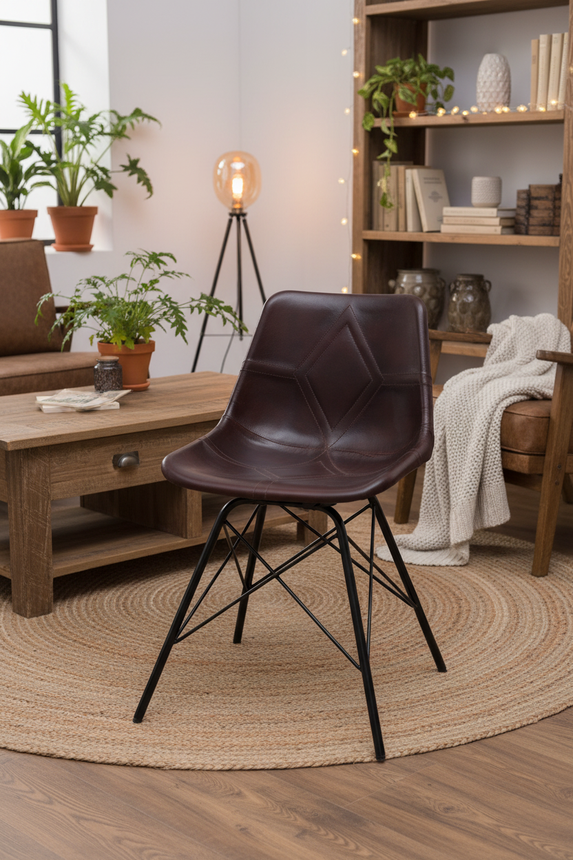 Diamond Crest Leather Dining Chair