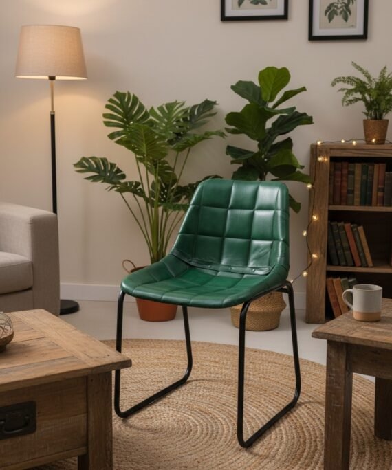 Emerald Leather Cantilever Dining Chair